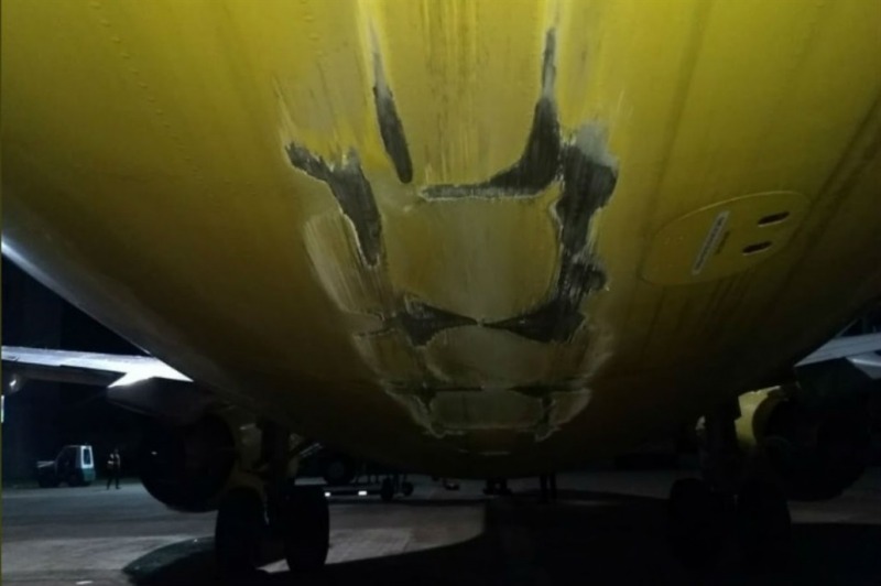 Un avin de Flybondi roz la pista y no pudo despegar